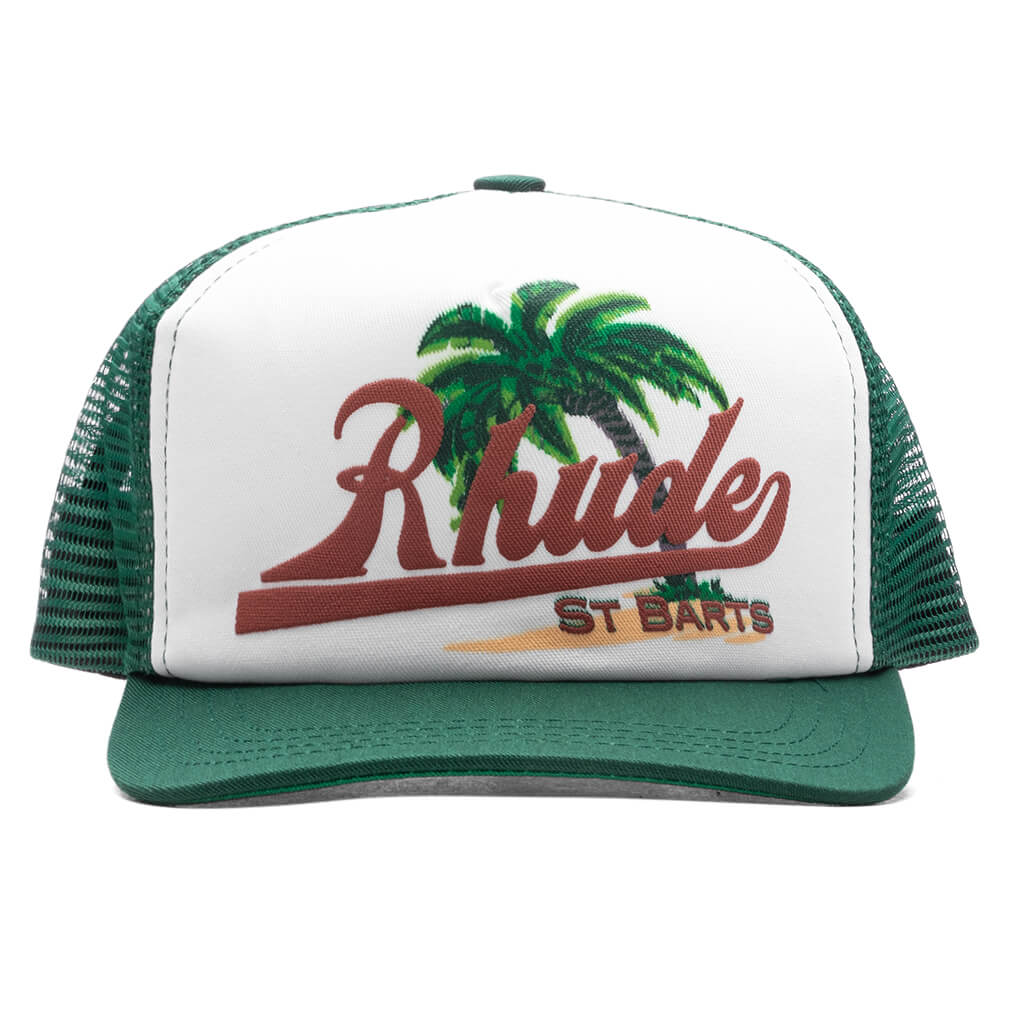 Palms Hat Green White