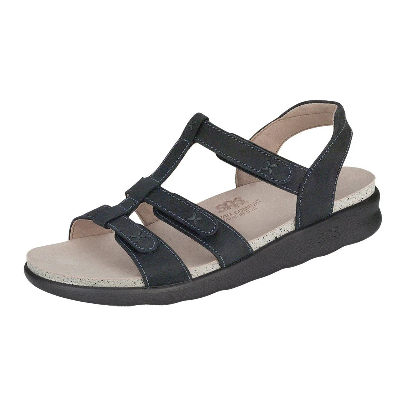 Women's Sorrento T-Strap Sandal in Nero Wide