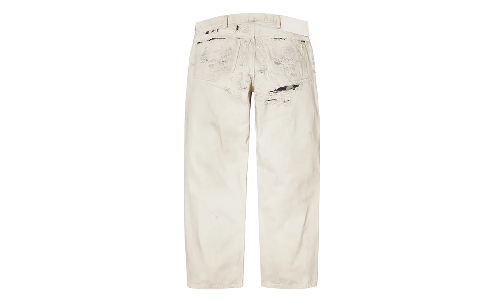 MM6 Maison Margiela Distressed Loose Fit Selvedge Jean "SS26 - Beige" SU27183