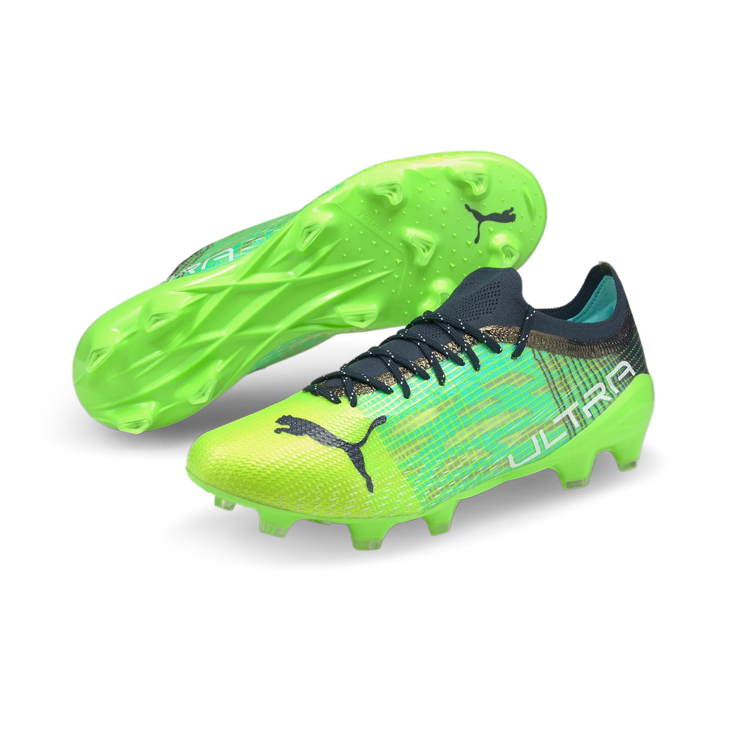 PUMA Ultra 13 FG AG Firm Soccer Shoes Green Glare Elektro Aqua Spellbound