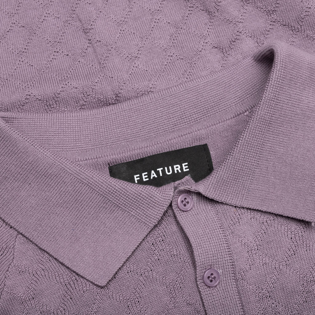 Hogan Pointelle Raglan Sleeve Sweater Polo Mauve