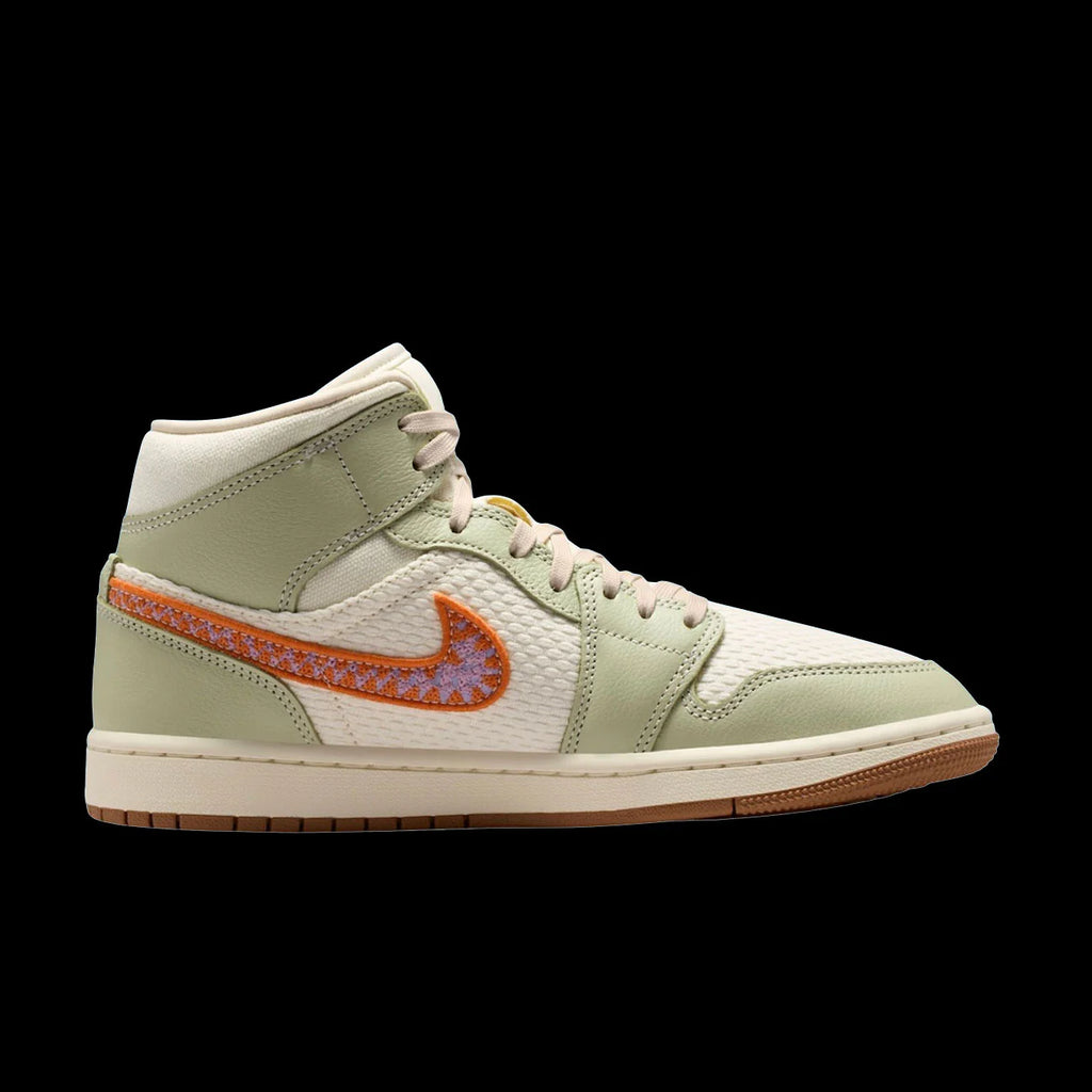 WMNS Air Jordan 1 Mid SE Olive Aura Pearl White Lawn