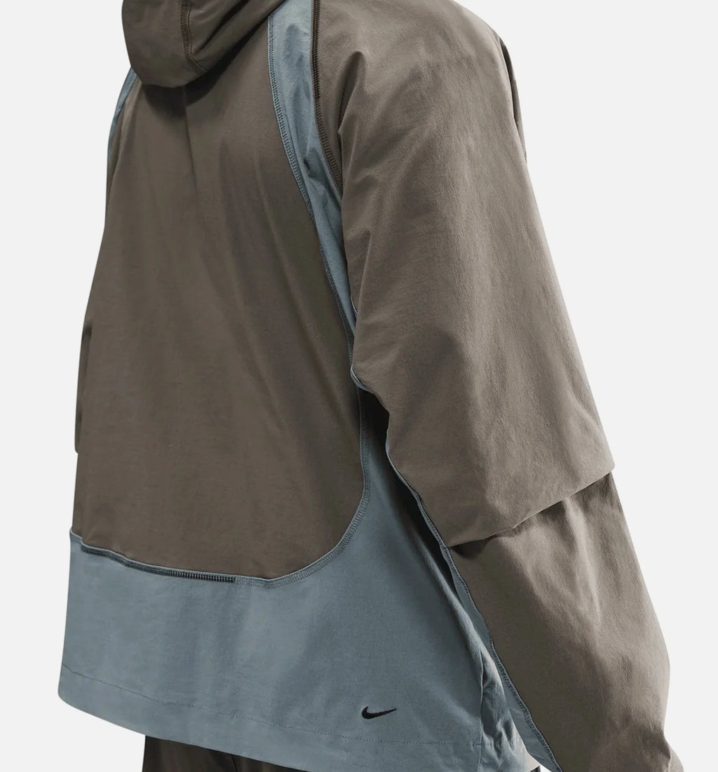 Tech Dri Fit Woven Color Block Windrunner Loose Mens Jacket Cave Stone Cool Grey Black