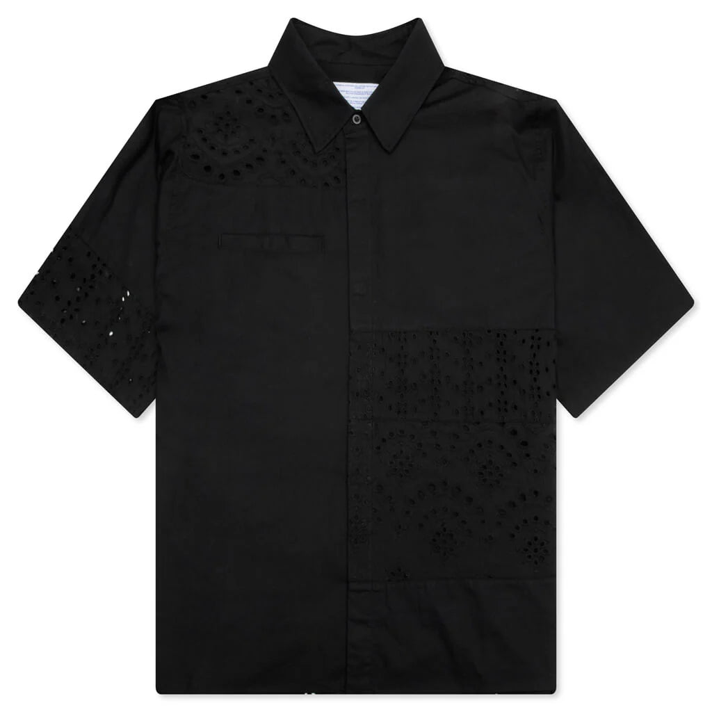Lace Button Up Black