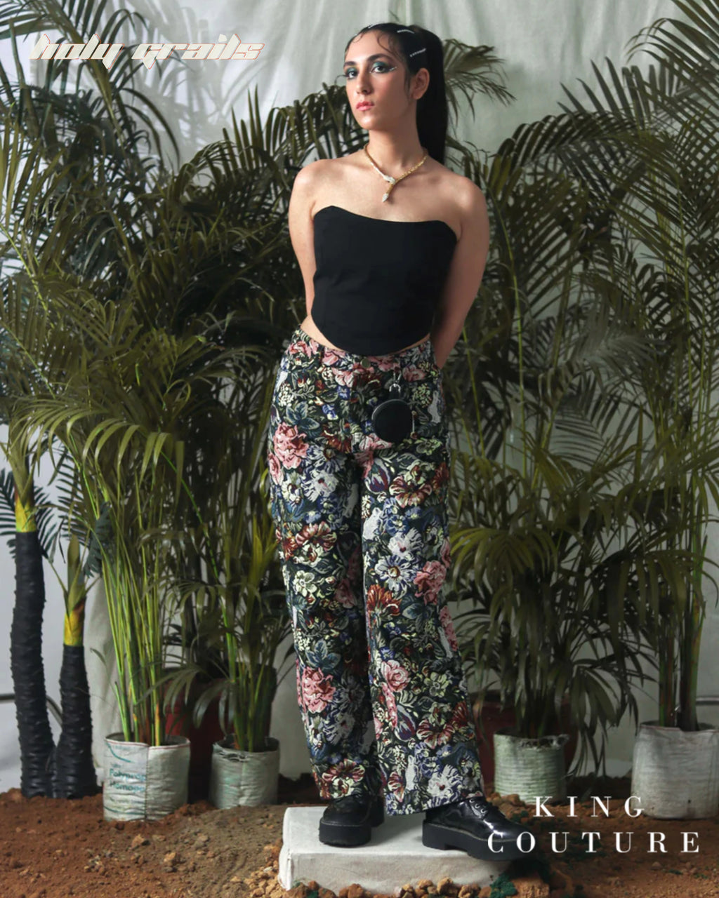Straight Fit Floral Jacquard Pant HG x King Couture
