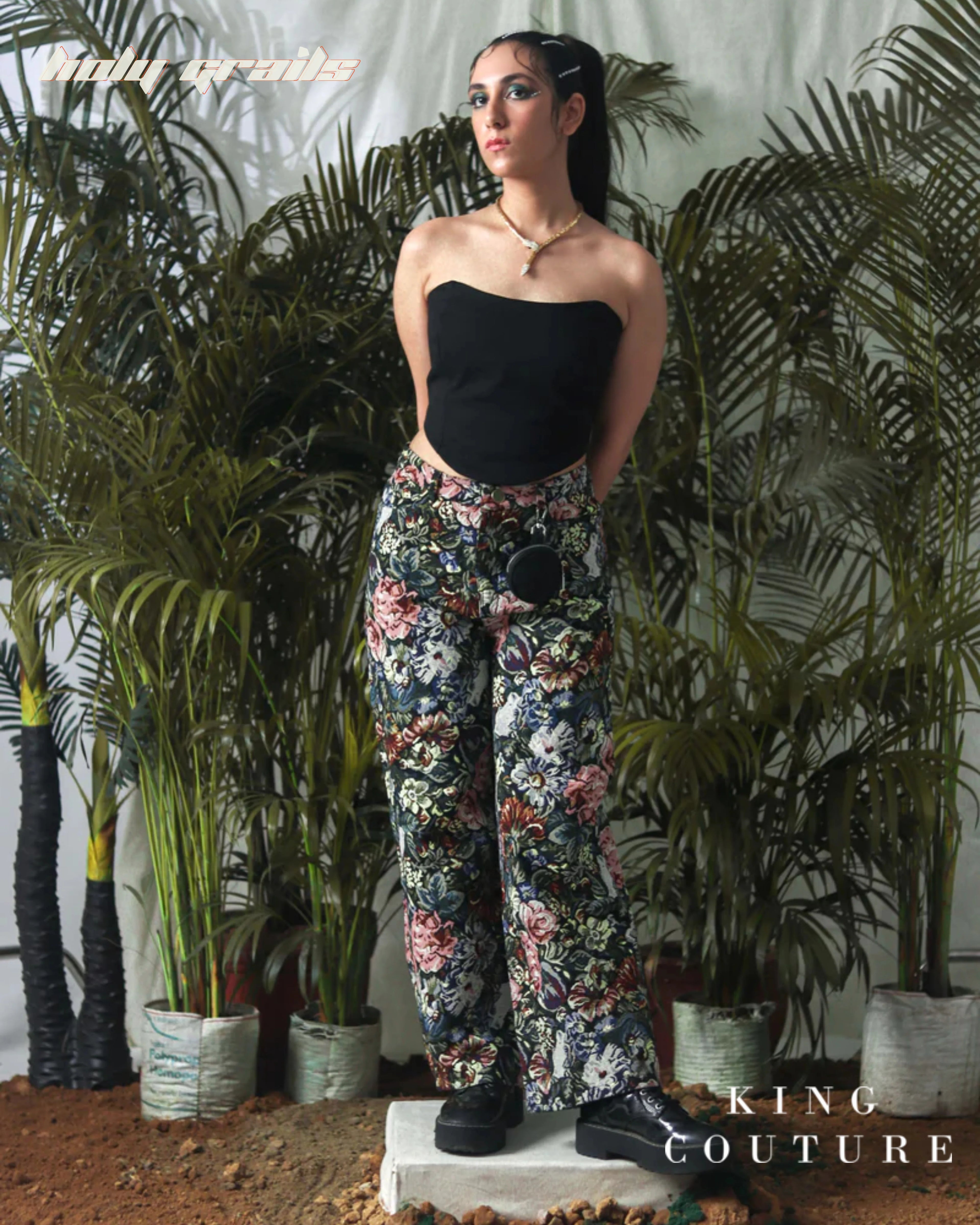 Straight Fit Floral Jacquard Pant HG x King Couture