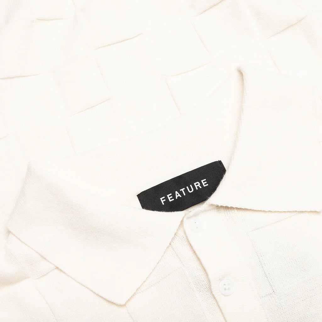 Palmer Checked L S Sweater Polo Clubhouse Cream