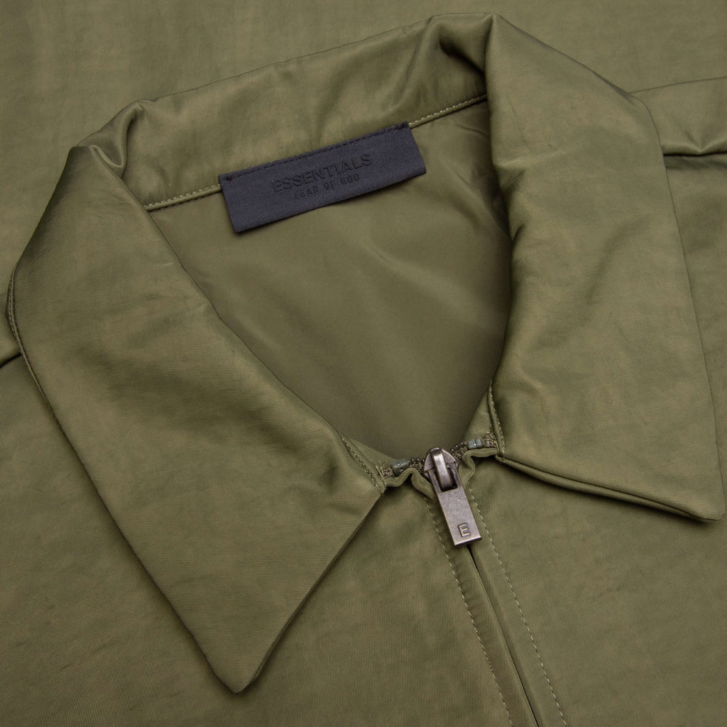 Textured Nylon Trucker Jacket Military