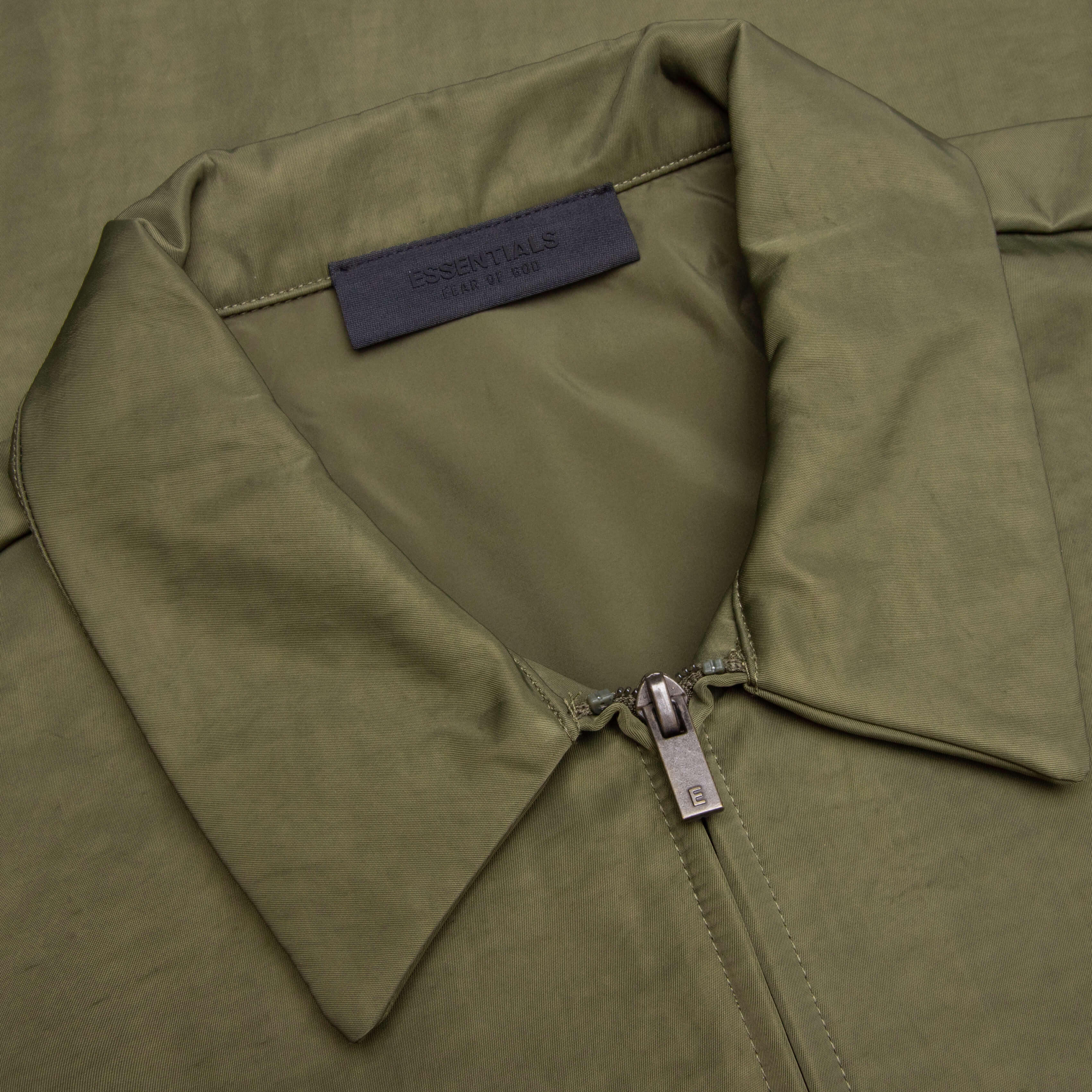 Textured Nylon Trucker Jacket Military