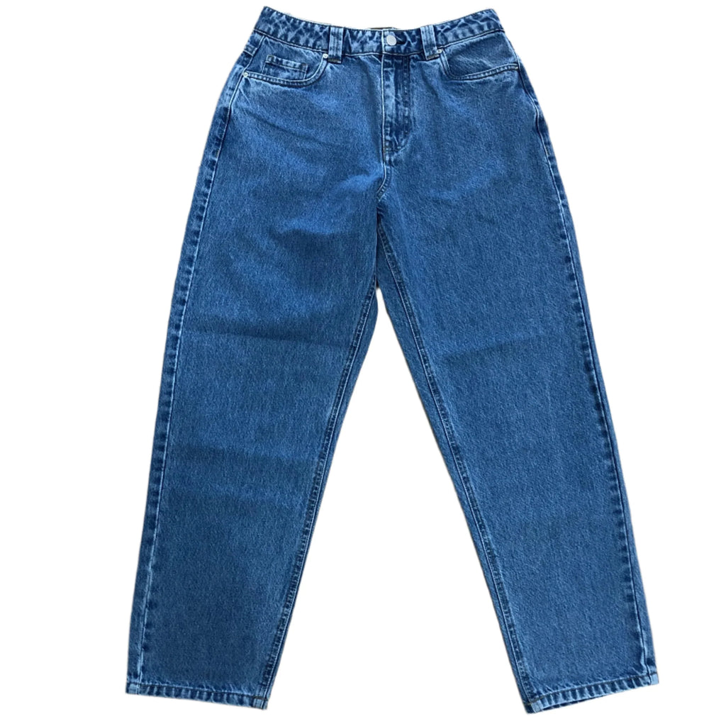 Kinetic Embroidered Baggy Denim Pants Blue