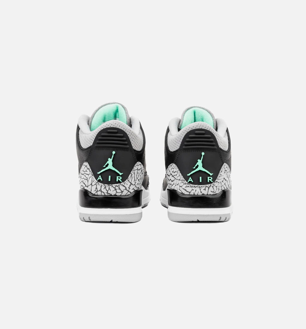 Air Jordan 3 Retro Green Glow Mens Lifestyle Shoe Black Green Glow Wolf Grey White