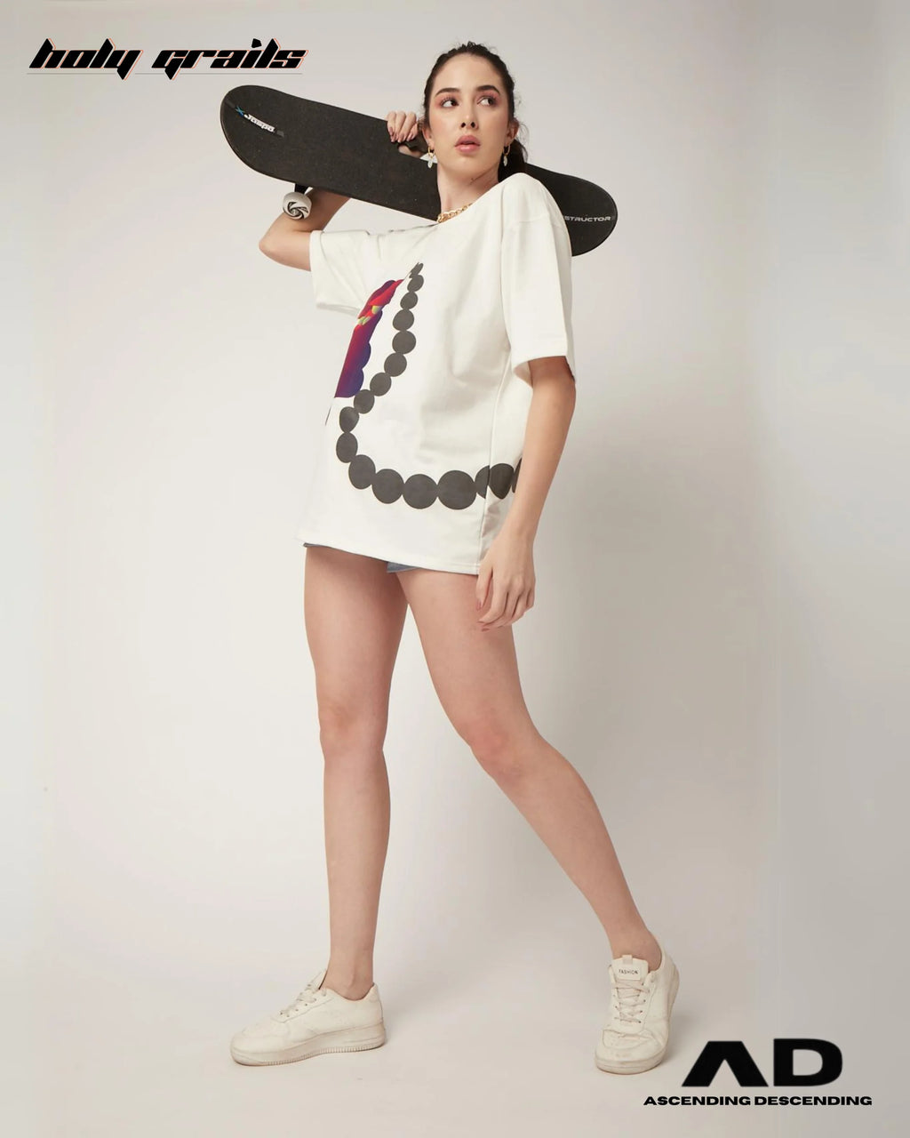 Geometrical Aunt White T Shirt HG x Ascending Descending