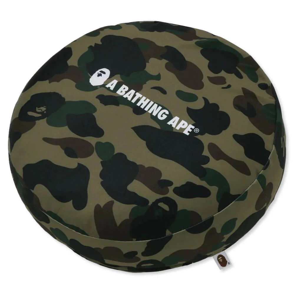 1st Camo Circle Fluffy Beads Cushion Green