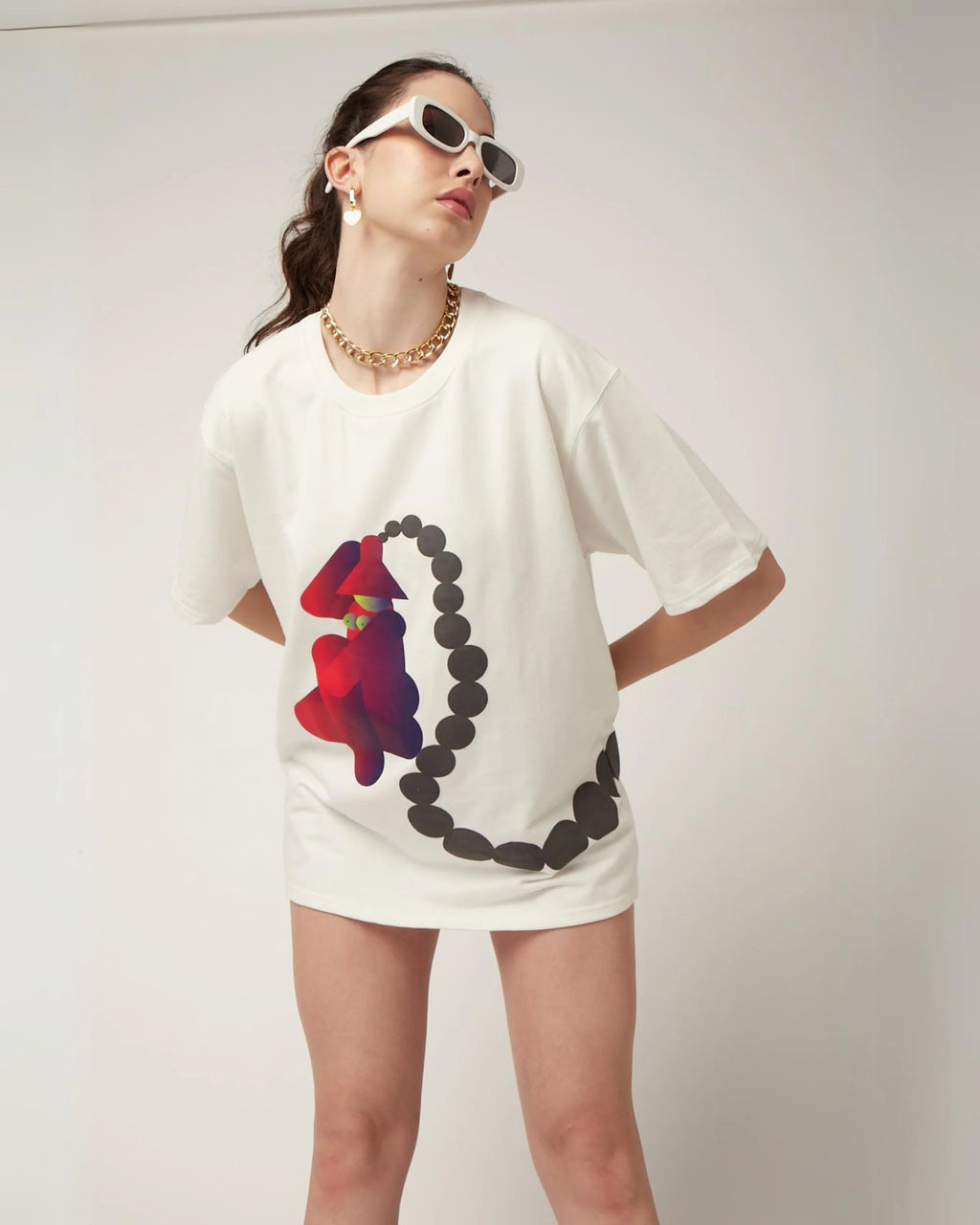 Geometrical Aunt White T Shirt HG x Ascending Descending