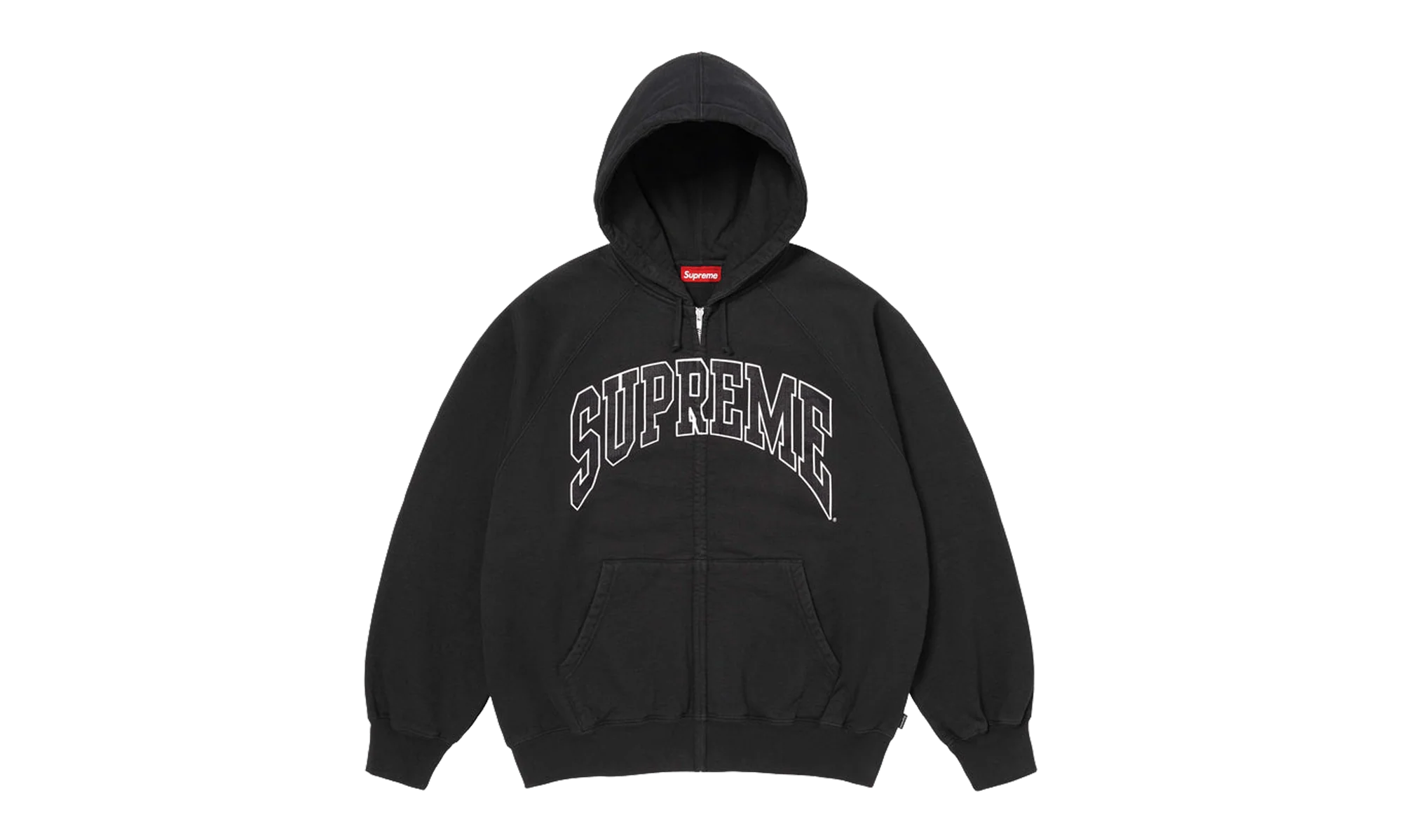 Cracked Raglan Zip Up Hooded Sweatshirt "SS26 - Black" SU27504