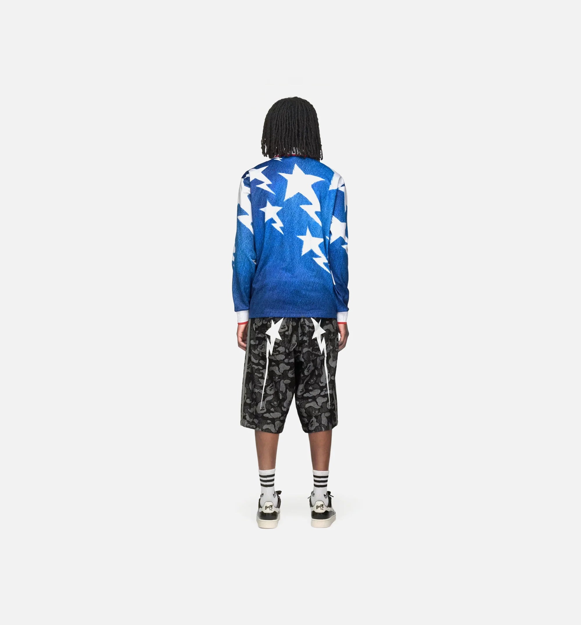Bape Star Mens Long Sleeve Jersey Medium Blue Denim