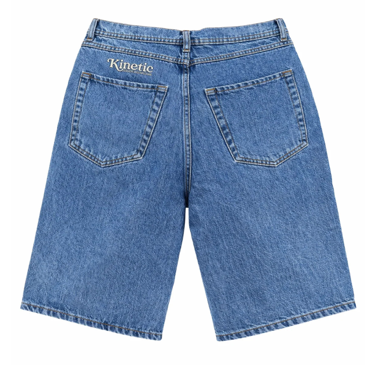 Kinetic Embroidered Baggy Denim Shorts Blue