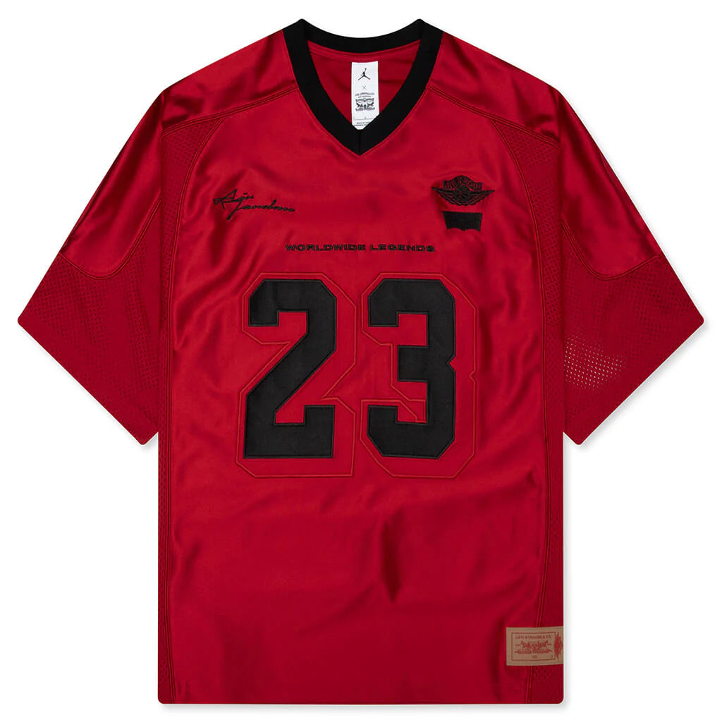 Jordan x Levis Jersey Gym Red Black Pale Ivory