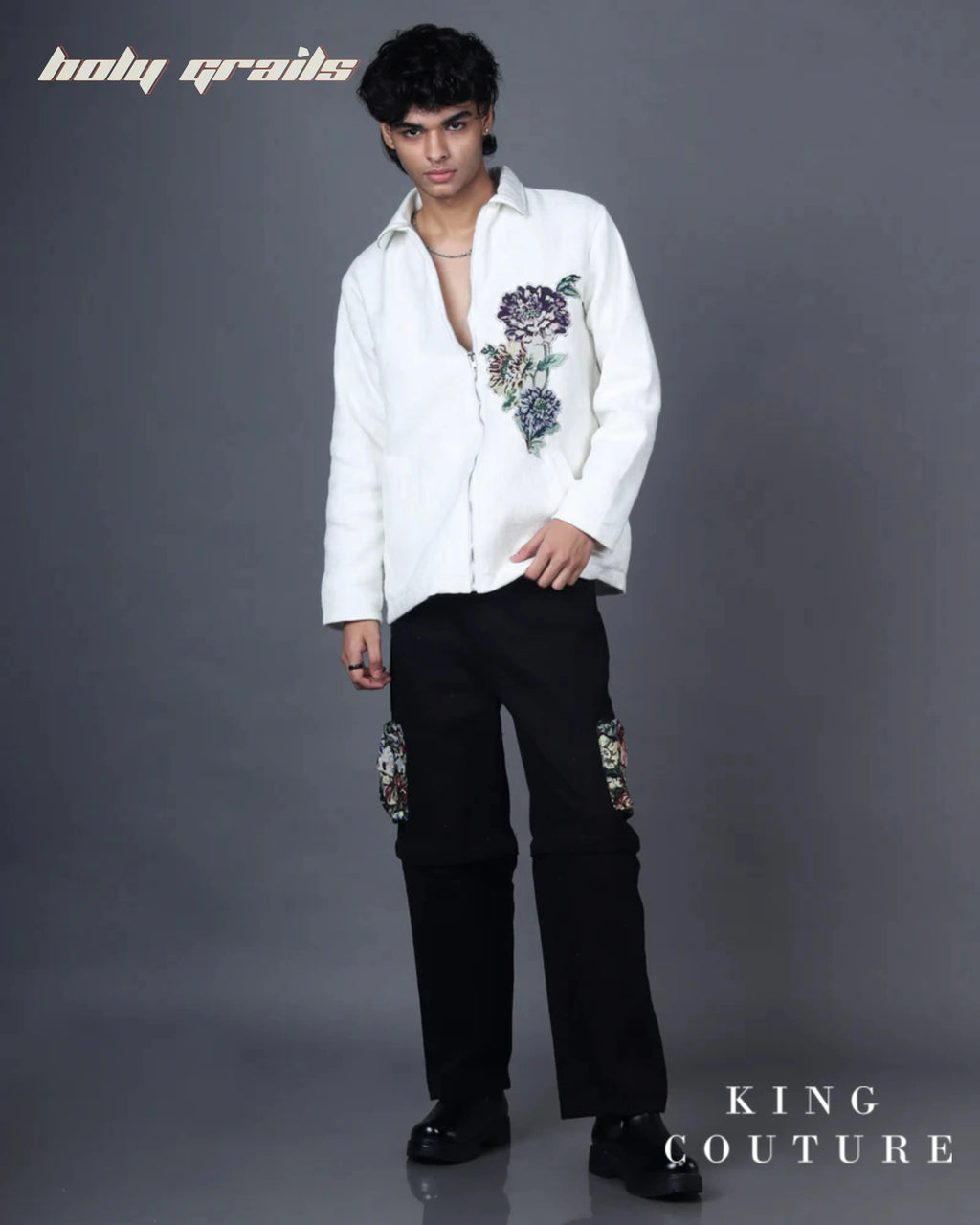 Floral Jacquard Zipper Jacket HG x King Couture
