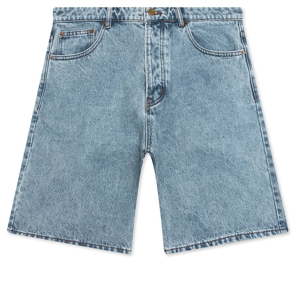 Berry Wide Denim Short Washed Medium Blue
