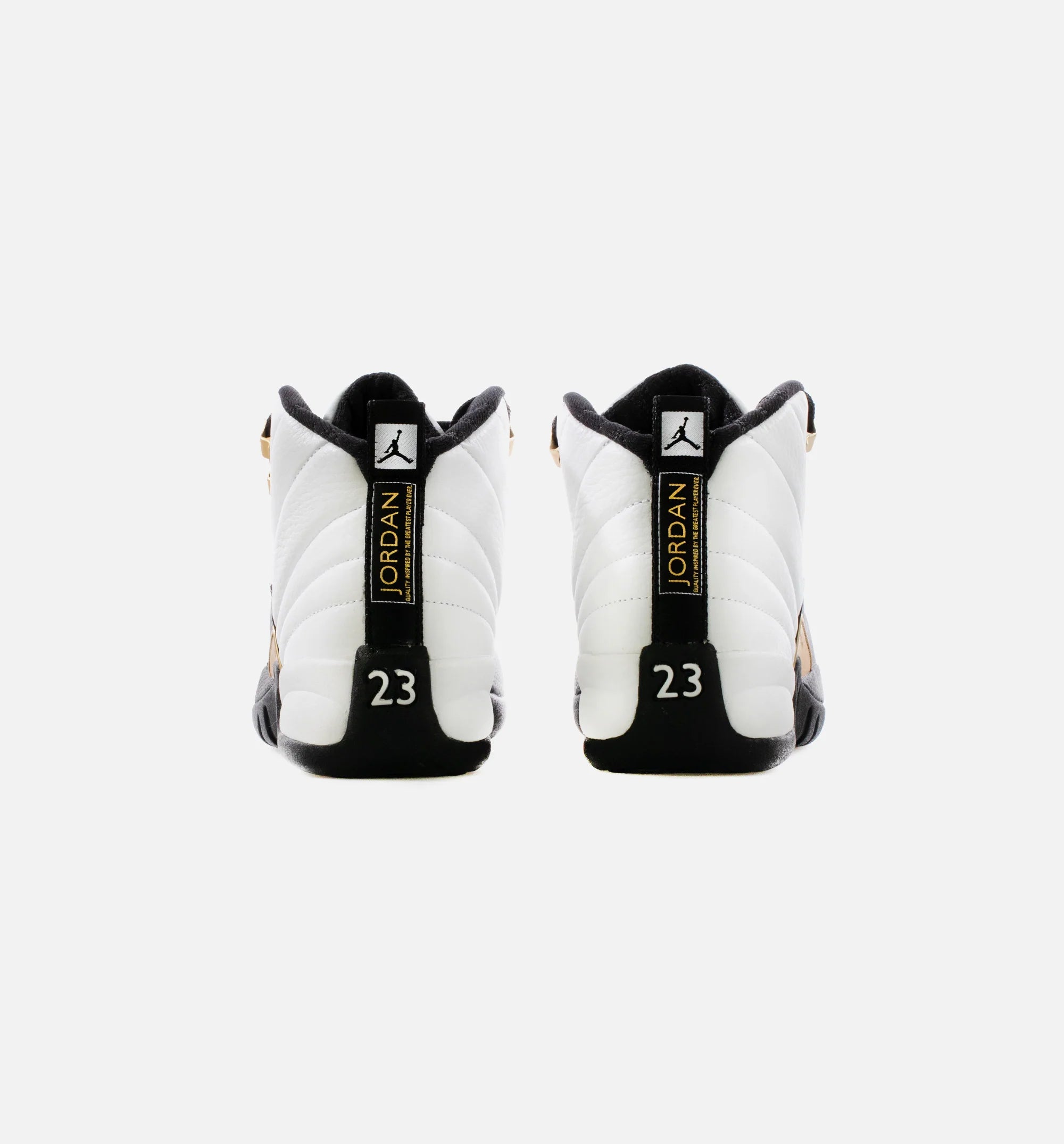 Air Jordan 12 Retro Royalty Grade School Lifestyle Shoe White Black Metallic Gold