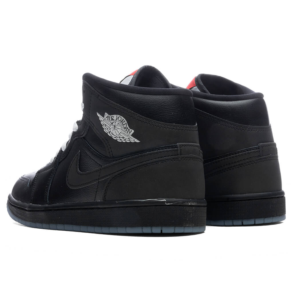 Air Jordan 1 Mid Black Metallic Reimagined Black White Wolf Grey