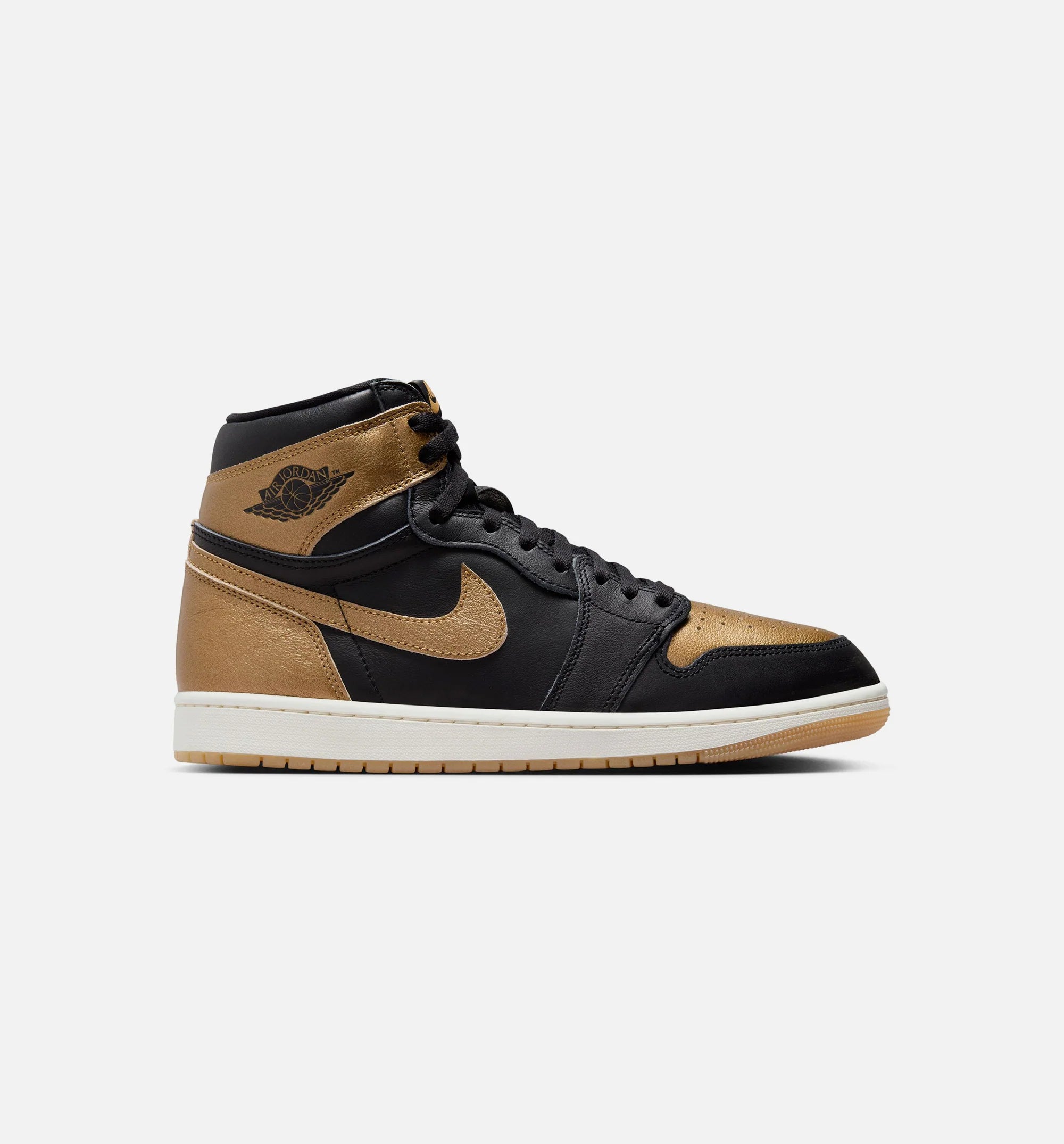 Air Jordan 1 Retro High OG Black and Gold Mens Lifestyle Shoe Black Metallic Gold Sail
