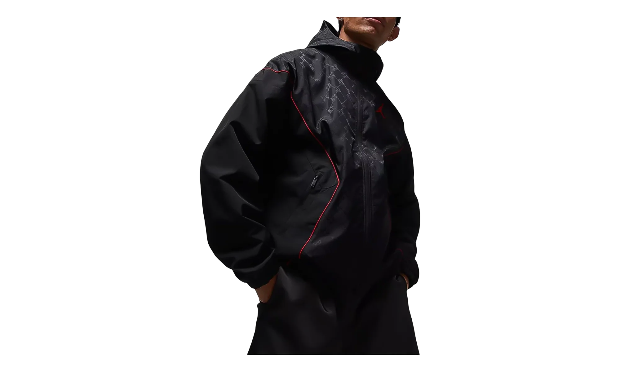 Jordan Brooklyn Hooded Draft Jacket "Black / Gym Red" HV0554 010