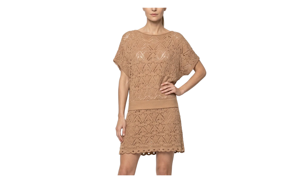 Poncho Style Crochet Laced Mini Dress WMNS "Dark Sand" AF4R0005KD780AG