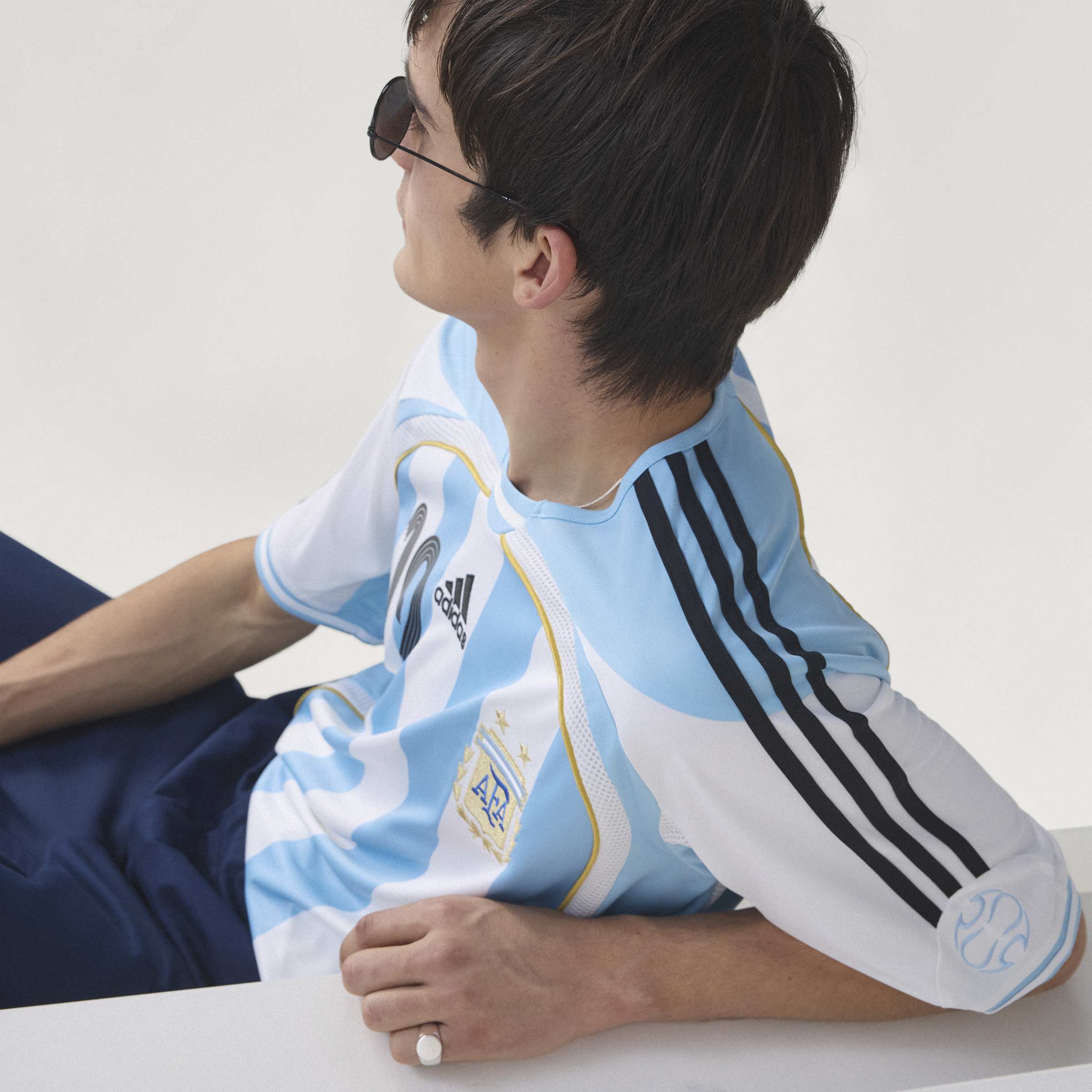 adidas Argentina Home Messi Mens Soccer Jersey 2006 White Sky Blue