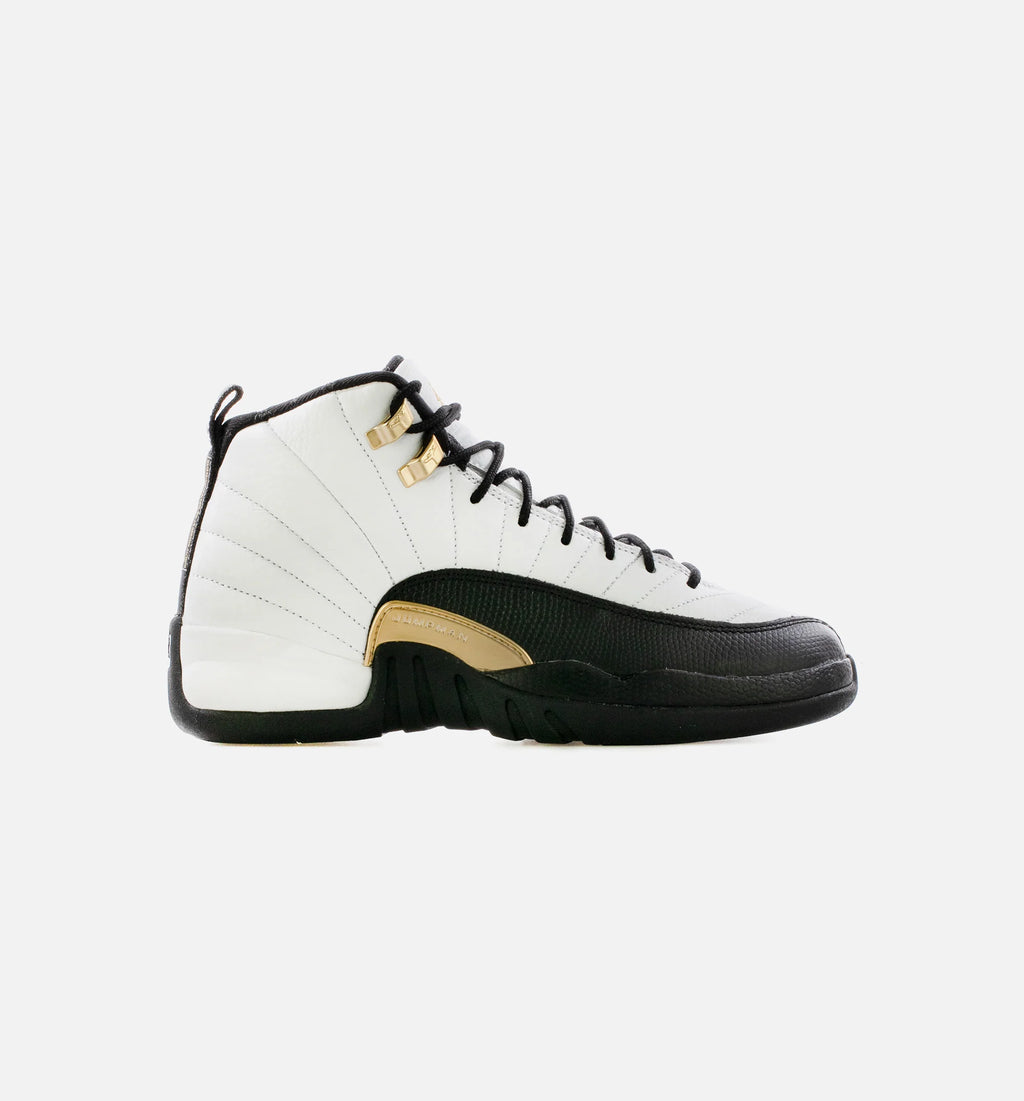 Air Jordan 12 Retro Royalty Grade School Lifestyle Shoe White Black Metallic Gold