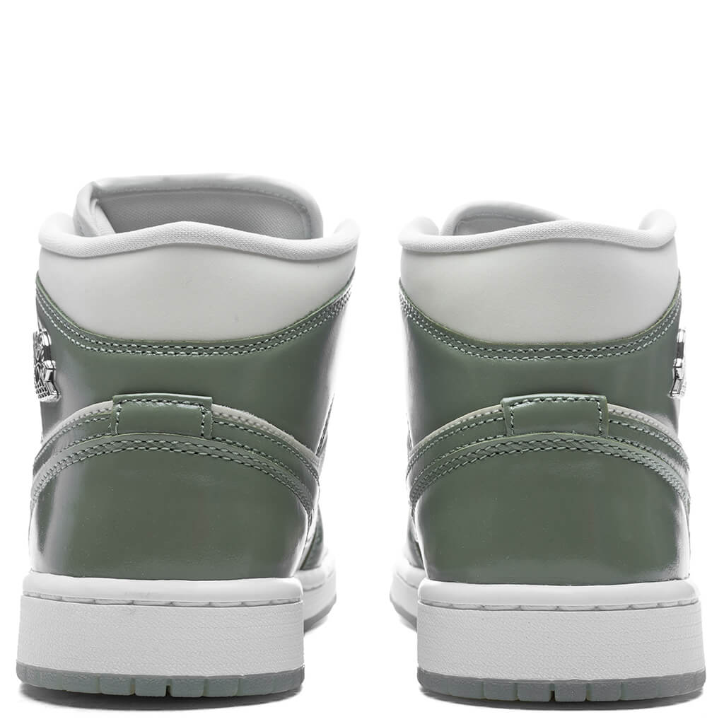 Womens Air Jordan 1 Mid SE Sea Glass Oil Green Metallic Silver