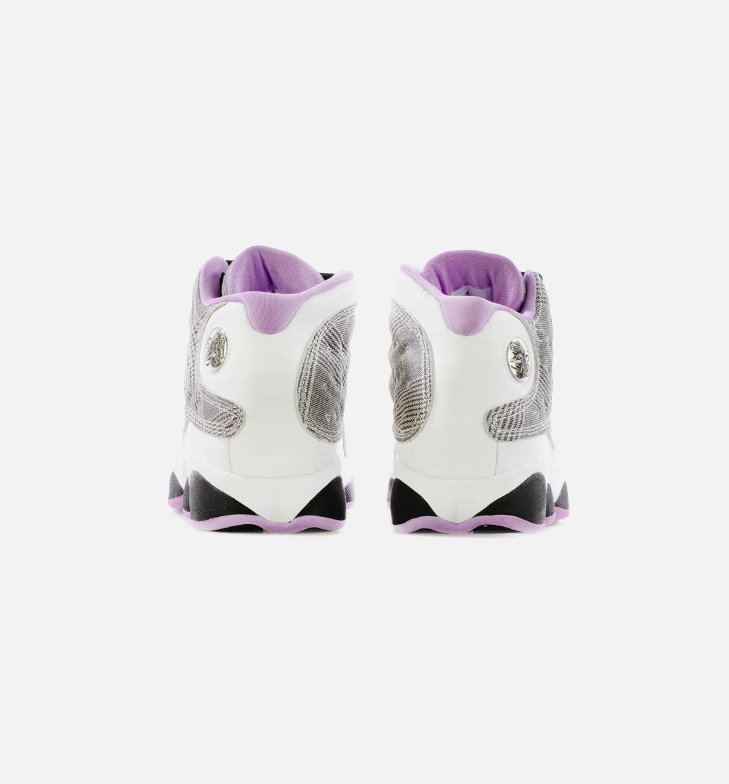 Air Jordan 13 Houndstooth Grade School Lifestyle Shoe White Black Lilac Metallic Silver Free Shipping