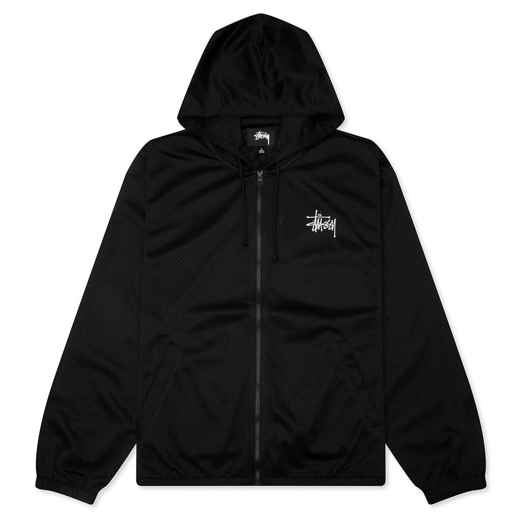 Athletic Mesh Zip Hood Black