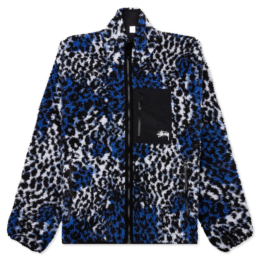Sherpa Reversible Jacket Blue Leopard