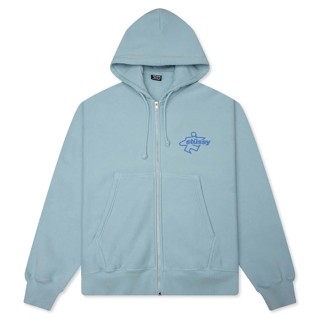 Surf Size Garment Dyed Zip Hood Sky Blue