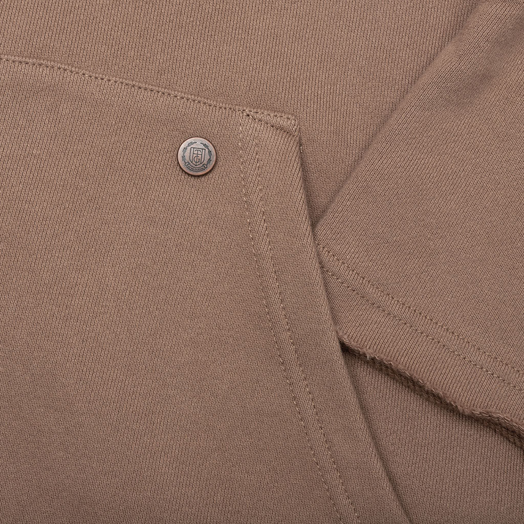 Script Embroidered Hoodie Light Brown
