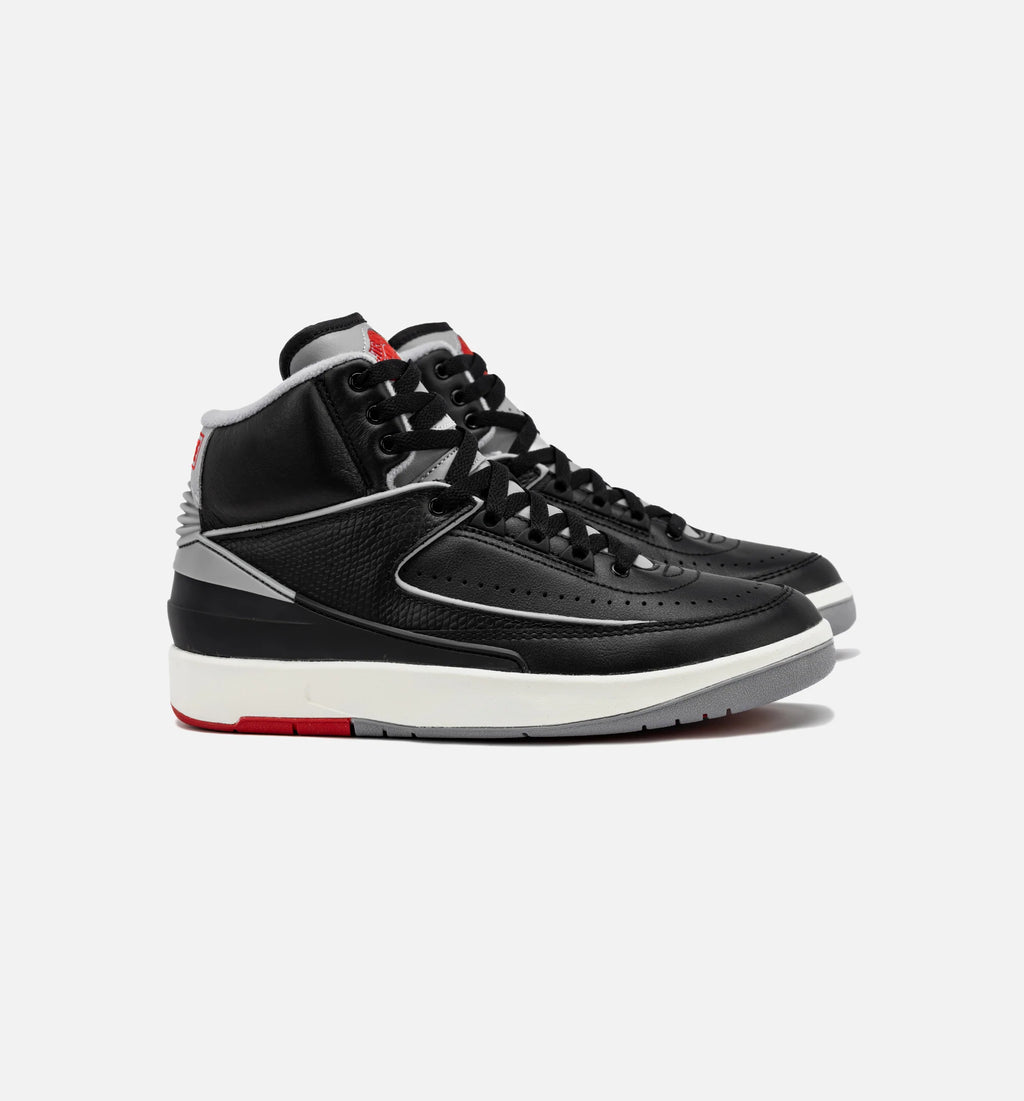 Air Jordan 2 Retro Black Cement Grade School Lifestyle Shoe Black Cement Grey