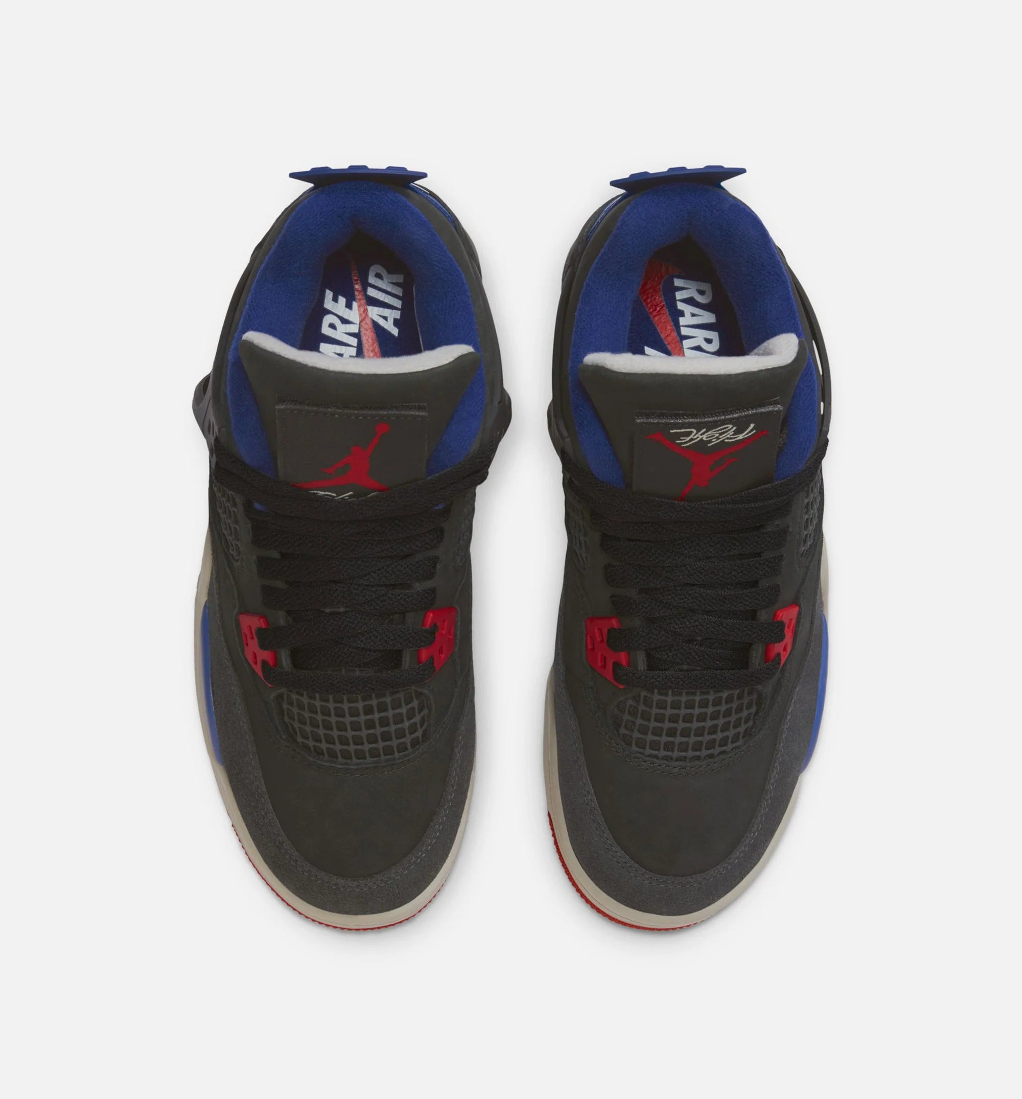 Air Jordan 4 Retro Rare Air Grade School Lifestyle Shoe Black Fire Red Deep Royal Blue