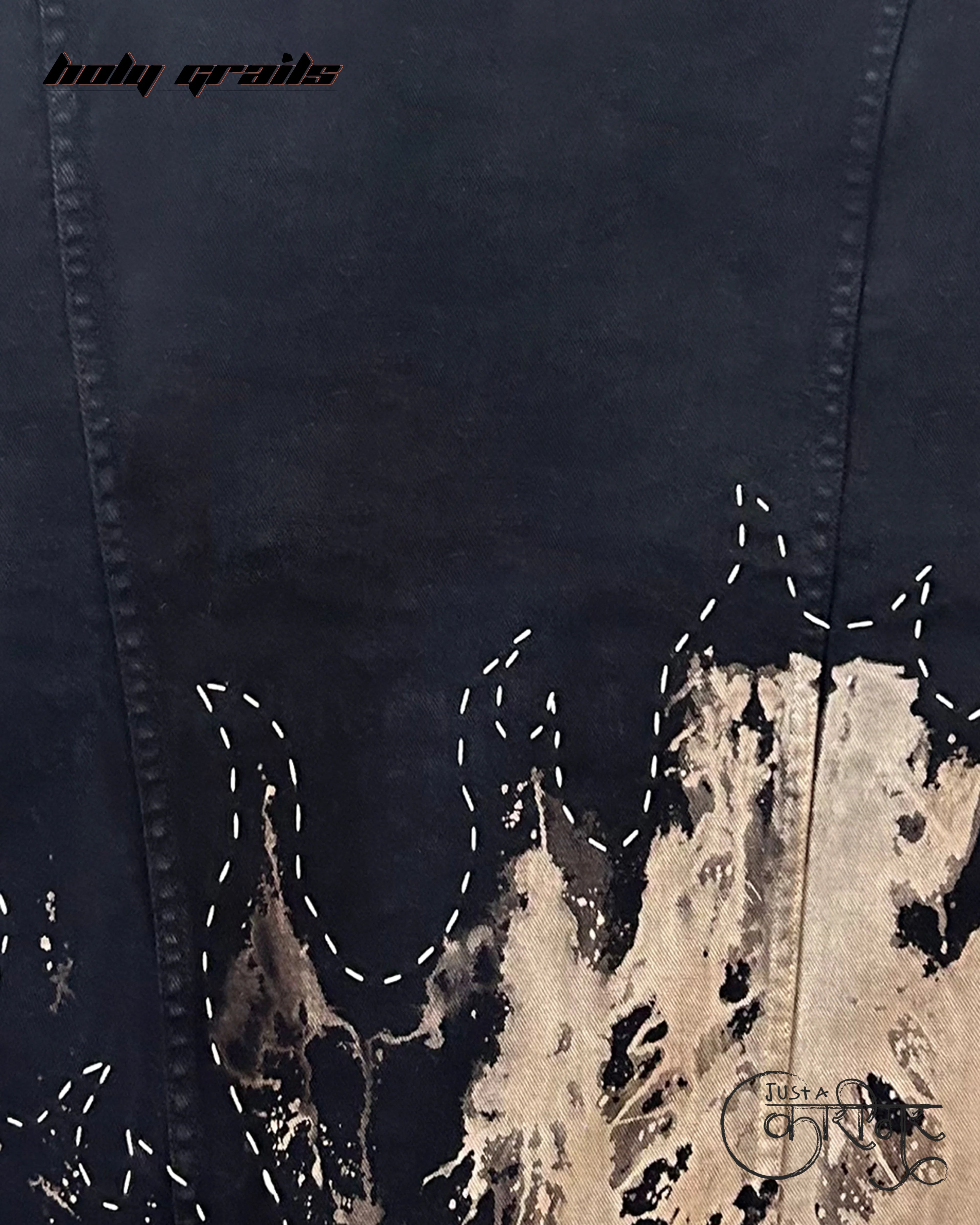 On Fire Black Denim Jacket HG x Just A Karigar