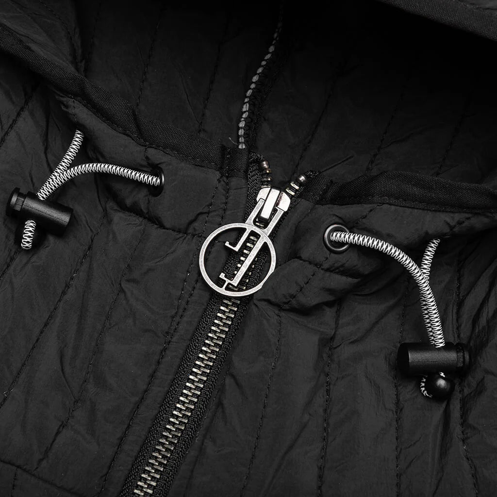 Patches Quilted Zip Hoodie Black