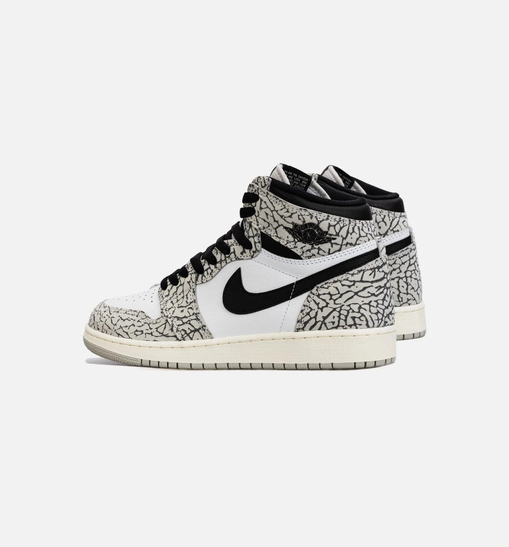 Air Jordan 1 Retro White Cement Grade School Lifestyle Shoe White Grey