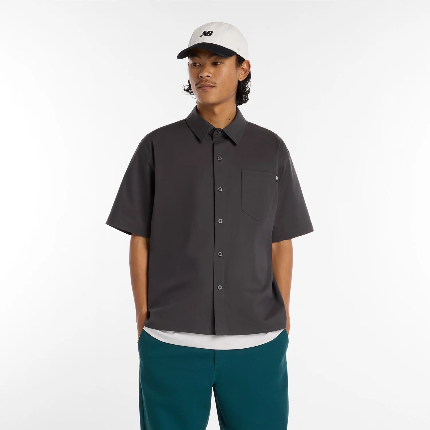 New Balance Numeric Button Up Shirt Dark Grey