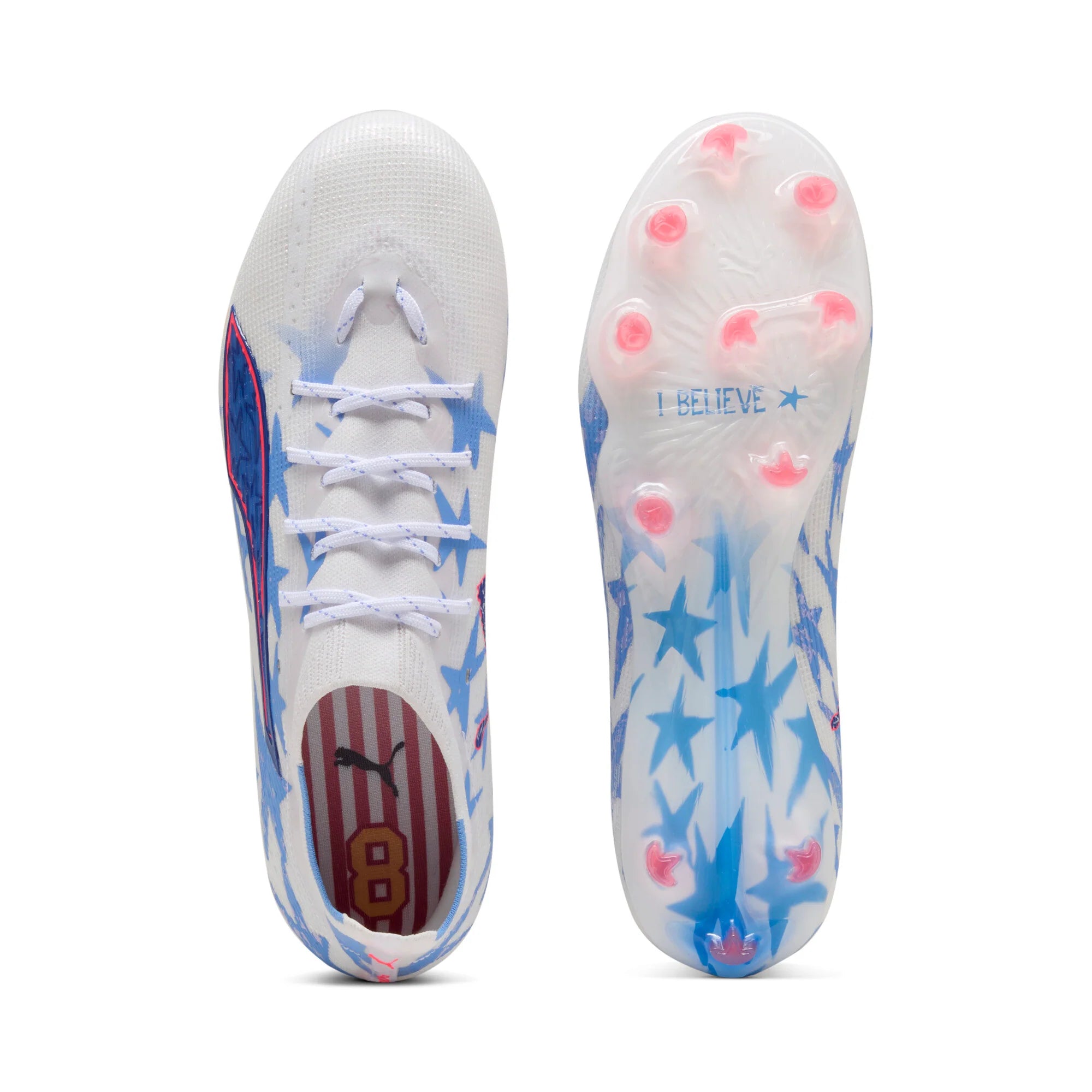 PUMA Ultra 6 Pro Kidsuper X CP FG AG Firm Ground Artificial Ground Mens Soccer Cleats White Pink Blue