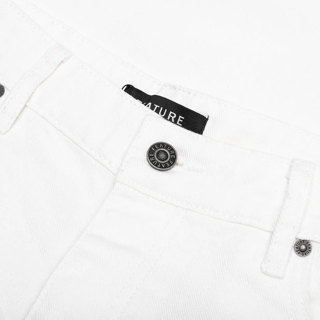 Berry Wide Denim Short Washed White