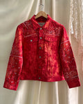 Just A Patchwork Red Denim Jacket HG x Just A Karigar