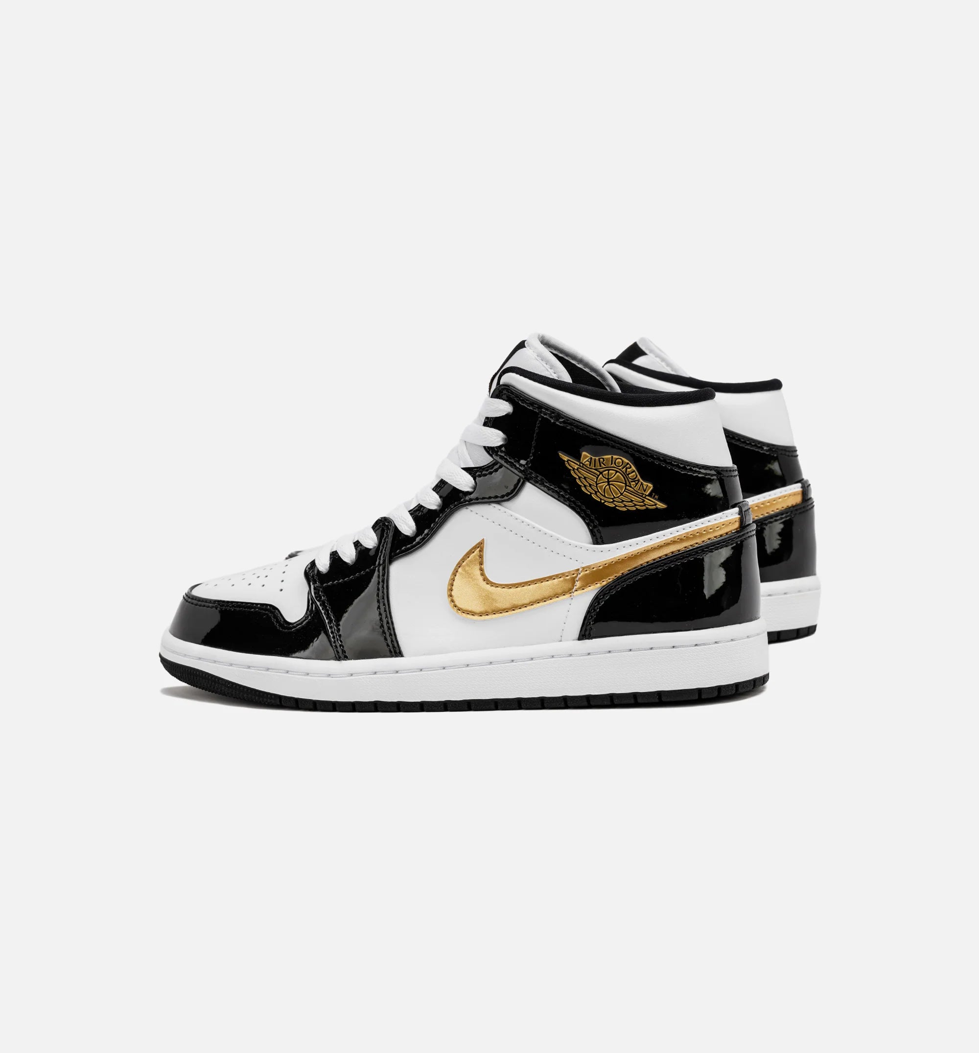 Air Jordan 1 Retro Mid SE Patent Black Gold Mens Lifestyle Shoe Black Gold