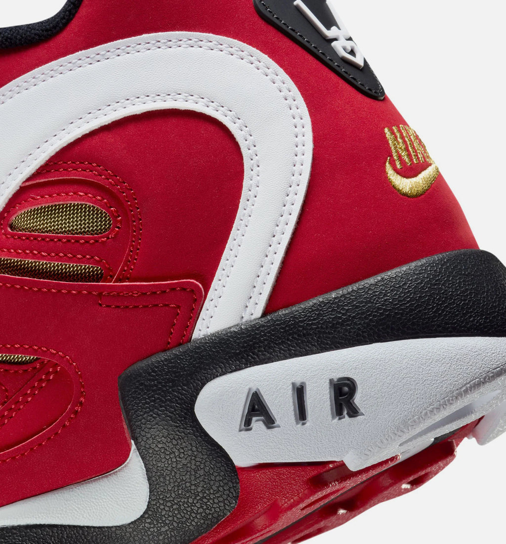 Air Diamond Turf II Prime Red Mens Basketball Shoe Fire Red White Black Metallic Gold