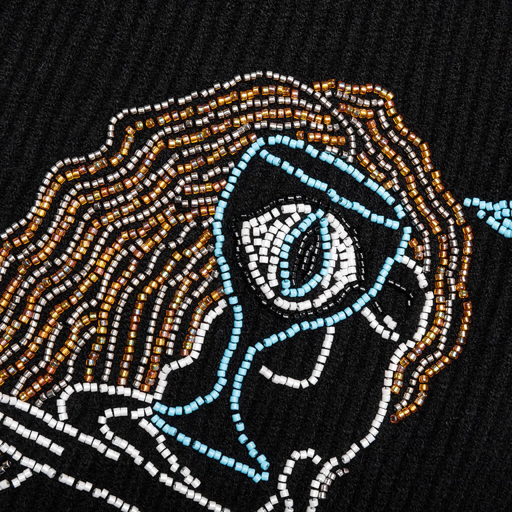 Slow Down Beaded Knit Sweater Black