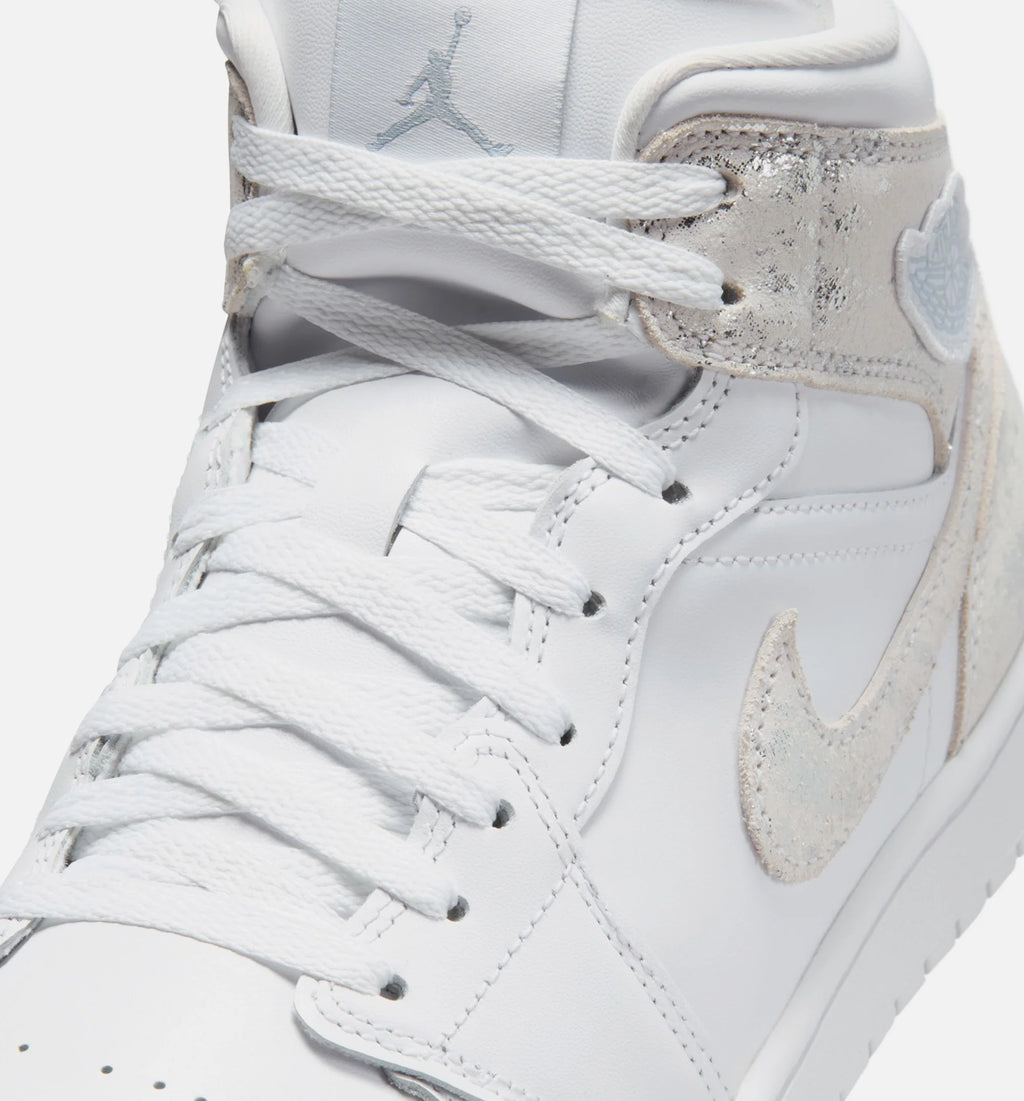 Air Jordan 1 Mid SE Mens Lifestyle Shoe White White White Field Silver